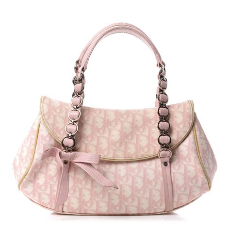 Dior Romantique Trotter Monogram Flap Bag in Pink Leather.